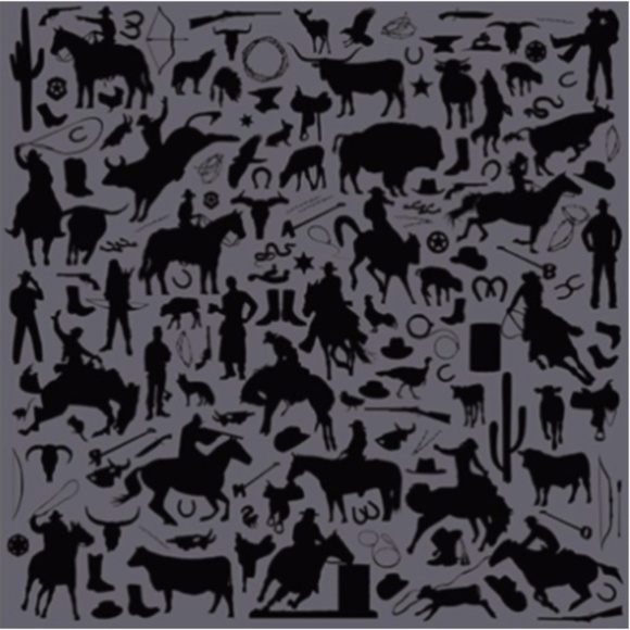 JACQUARD COWBOY SILHOUETTE WESTERN SILK SCARF WILD RAGS - Picture 1 of 2